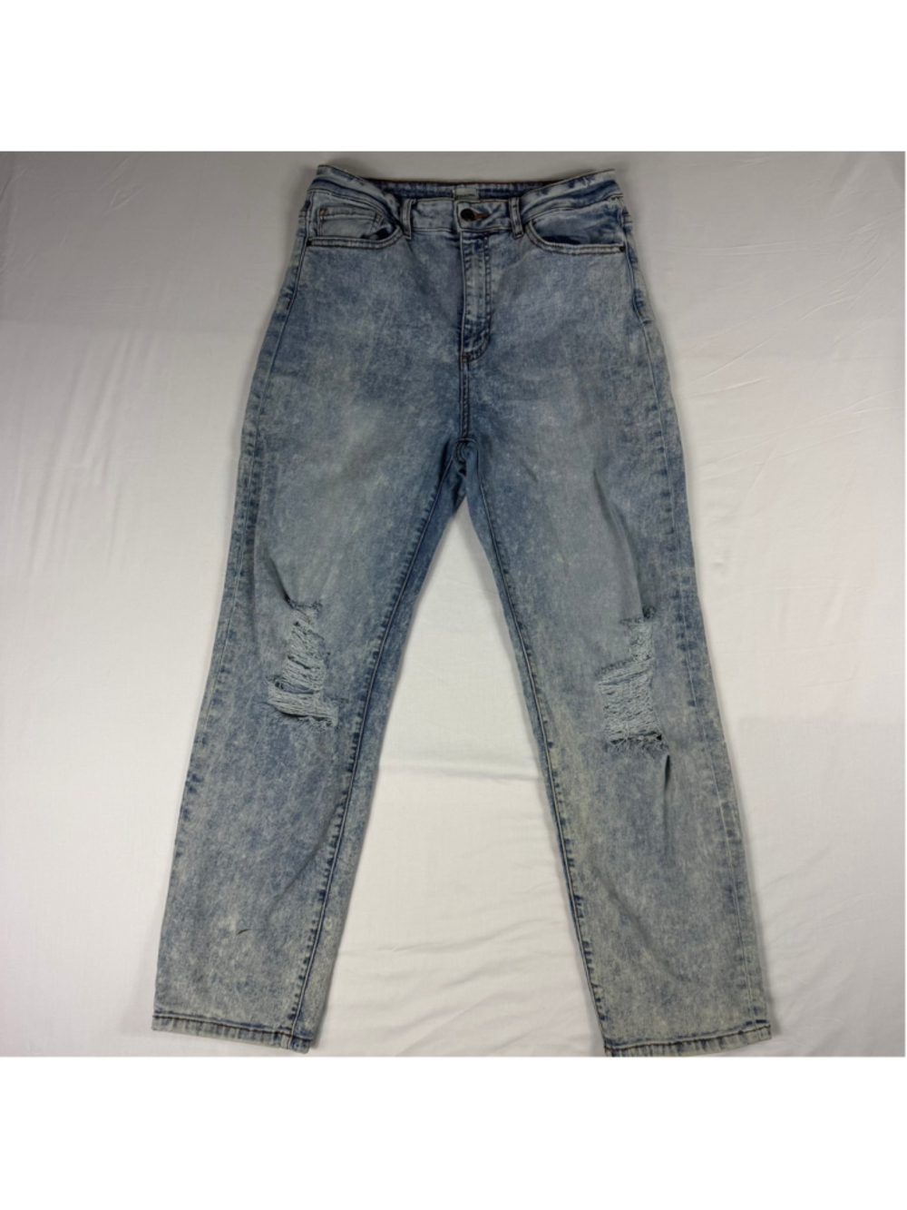 Sneak Peek Distressed Mom Jeans Womens 9/29 Acid Wash High Rise Tapered Stretch